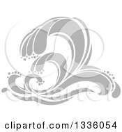 Clipart Of An Ornate Gray Splash Or Surf Wave Royalty Free Vector Illustration