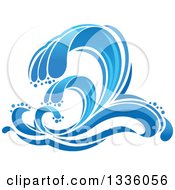 Clipart Of An Ornate Blue Splash Or Surf Wave Royalty Free Vector Illustration