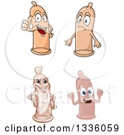 Clipart Of Cartoon Condom Characters Royalty Free Vector Illustration