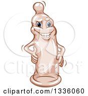 Clipart Of A Cartoon Condom Character With Hands On His Hips Royalty Free Vector Illustration