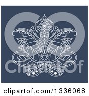 Poster, Art Print Of White Henna Lotus Flower On Blue