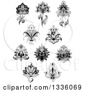 Poster, Art Print Of Black And White Henna And Lotus Flowers 18