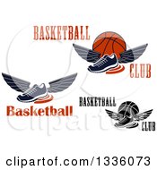 Poster, Art Print Of Winged Shoes With Swooshes Text And Basketballs