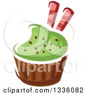 Poster, Art Print Of Cartoon Green Frosted Cupcake