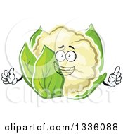 Clipart Of A Cartoon Happy Cauliflower Character Giving A Thumb Up 2 Royalty Free Vector Illustration