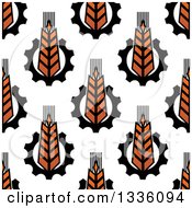 Poster, Art Print Of Seamless Background Pattern Of Gradient Wheat And Gears 2