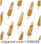 Clipart Of A Seamless Background Patterns Of Gold Wheat On White 6 Royalty Free Vector Illustration