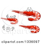 Clipart Of A Cartoon Happy Face Hands And Prawn Shrimp Royalty Free Vector Illustration