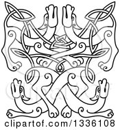 Clipart Of A Black Outlined Celtic Wild Dog Knot Royalty Free Vector Illustration