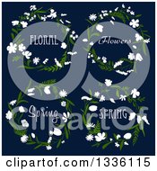 Poster, Art Print Of Circular Floral Wreaths With Text On Navy Blue