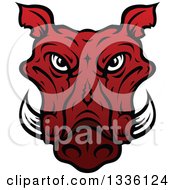 Poster, Art Print Of Red Boar Mascot Head 3