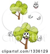 Clipart Of A Cartoon Face Hands And Trees 3 Royalty Free Vector Illustration