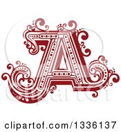 Poster, Art Print Of Retro Red Capital Letter A With Flourishes