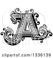 Retro Black And White Capital Letter A With Flourishes
