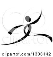 Clipart Of A Black And White Ribbon Dancer Leaping Or Moving Royalty Free Vector Illustration