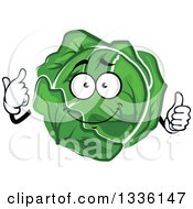 Poster, Art Print Of Cartoon Cabbage Or Lettuce Character Giving A Thumb Up