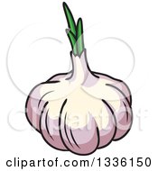 Clipart Of A Cartoon Purple Garlic Bulb Royalty Free Vector Illustration