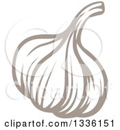 Clipart Of A Cartoon Tan Garlic Bulb Royalty Free Vector Illustration