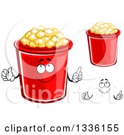 Clipart Of A Cartoon Face Hands And Popcorn Buckets Royalty Free Vector Illustration