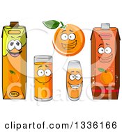 Clipart Of A Happy Cartoon Orange And Juice Characters 4 Royalty Free Vector Illustration