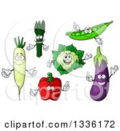 Clipart Of Cartoon Veggie Characters Royalty Free Vector Illustration