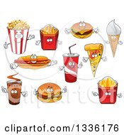 Clipart Of Cartoon Junk Food Characters Royalty Free Vector Illustration