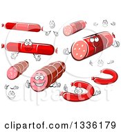 Cartoon Ham Sausage And Pepperoni Meat Characters