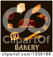 Poster, Art Print Of Flat Design Breads And Baked Goods Over Text