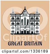 Poster, Art Print Of Flat Design Cathedral In Great Britain Over Tan
