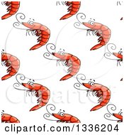 Clipart Of A Seamless Pattern Background Of Cartoon Shrimp Royalty Free Vector Illustration