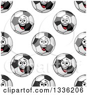 Clipart Of A Seamless Background Pattern Of Happy Soccer Ball Characters Royalty Free Vector Illustration