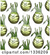Poster, Art Print Of Seamless Pattern Background Of Happy Kohlrabi Characters