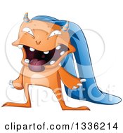 Poster, Art Print Of Cartoon Orange Monster With Long Blue Ears