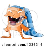 Clipart Of A Cartoon Orange Monster With Long Blue Ears Royalty Free Vector Illustration