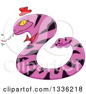 Clipart Of A Cartoon Monster Snake Wearing A Hat Royalty Free Vector Illustration by Liron Peer