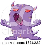 Clipart Of A Cartoon Roaring Purple Monster Royalty Free Vector Illustration