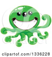 Poster, Art Print Of Cartoon Grinning Green Tentacled Monster