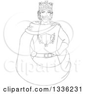 Poster, Art Print Of Cartoon Black And White Grinning Young Male King With Hands On His Hips