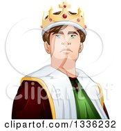 Poster, Art Print Of Cartoon Handsome Brunette Young White Male King From The Chest Up