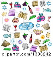Poster, Art Print Of Doodled Jewish Passover Holiday Items