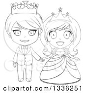 Poster, Art Print Of Black And White Sketched Princess And Prince Holding Hands