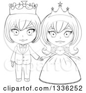 Poster, Art Print Of Black And White Sketched Princess And Prince Holding Hands 2