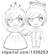 Poster, Art Print Of Black And White Sketched Princess And Prince Holding Hands 3