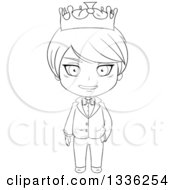 Clipart Of A Black And White Sketched Prince 2 Royalty Free Vector Illustration by Liron Peer