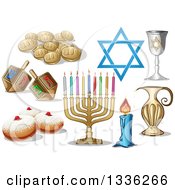 Poster, Art Print Of Jewish Holiday Hanukkah Items