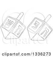 Clipart Of Black And White Hanukkah Driedels Royalty Free Vector Illustration by Liron Peer