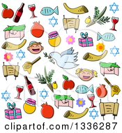 Sketched Jewish Rosh Hashanah Items