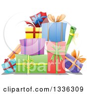 Poster, Art Print Of Cartoon Pile Of Colorful Wrapped Gifts