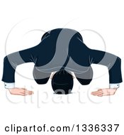 Clipart Of A Cartoon White Businessman Bowing And Apologizing Royalty Free Vector Illustration