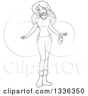 Clipart Of A Black And White Woman Wearing A T Shirt And Jeans Royalty Free Vector Illustration